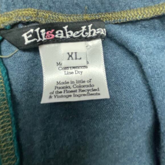 New Elisabethan Upcycled Patchwork Sz XL Multi Color Eco Friendly Recycled Tee - Picture 3 of 5